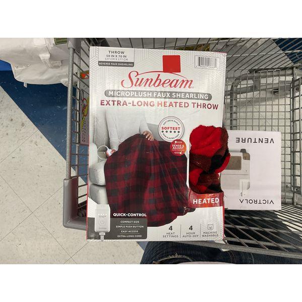 Sunbeam Microplush Faux Shearling Extra-Long Heated Throw, Quick-Control, 4 Heat Settings Retail $40.00
