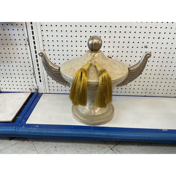 Decorative Urn with Wings and Tassels - Antique Gold Finish Retail $75.00