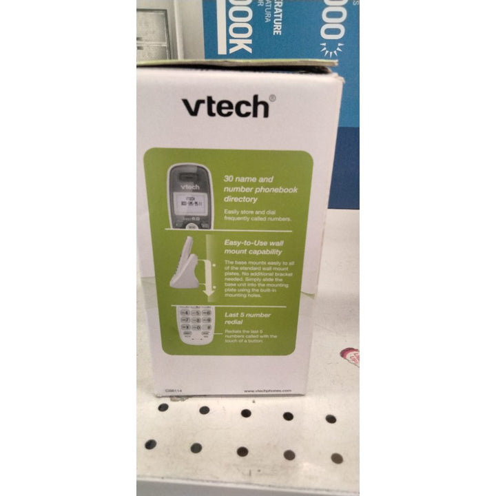 VTech CS6114 DECT 6.0 Cordless Phone with Caller ID/Call Waiting, White/Grey with 1 Handset, 3.50 x 3.50 x 7.00 Inches