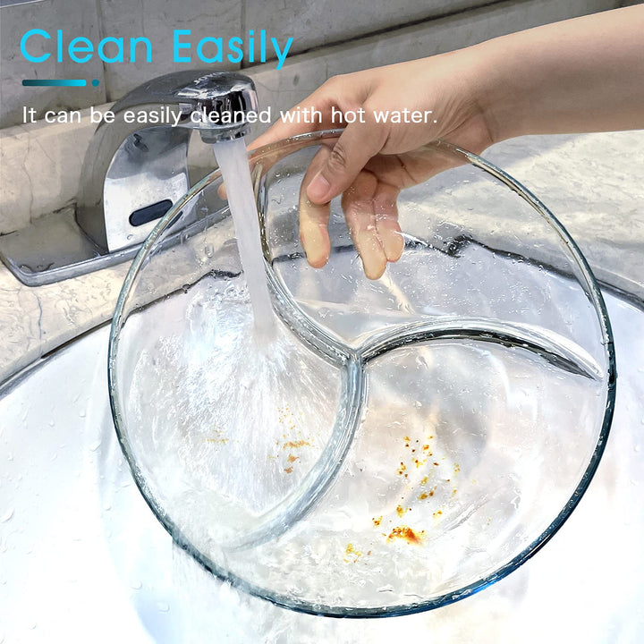 Nutriups Divided Square Glass Plate with 5 Compartments, Set of 2, 10 Inch