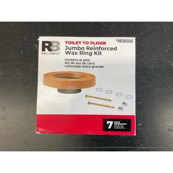 Reliabilt Toilet to Floor Jumbo Reinforced Wax Ring Kit Retail $10.00