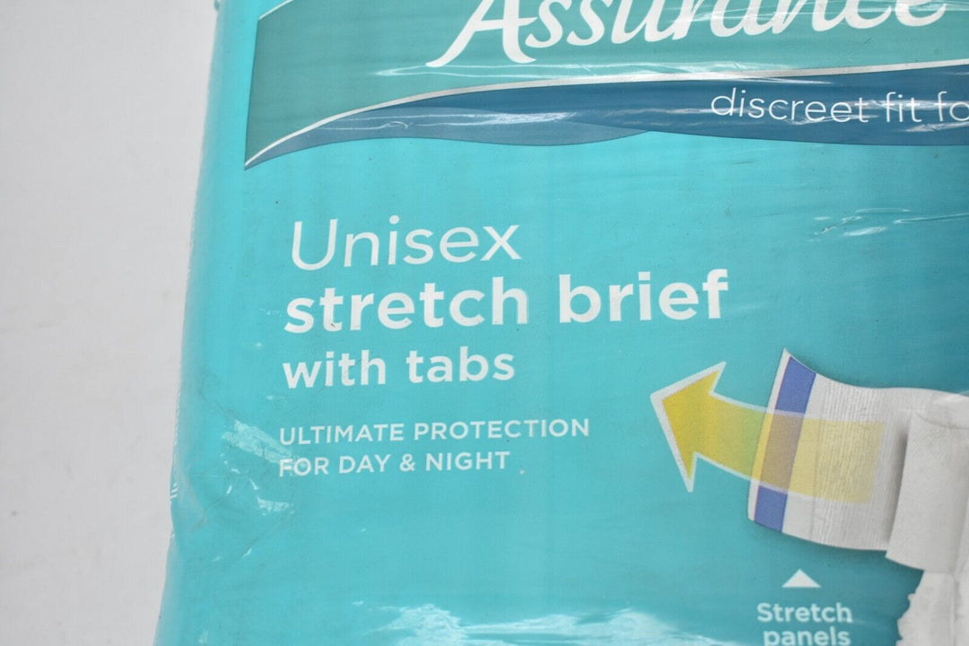 Assurance Large/XLarge Unisex Stretch Briefs with Tabs 34 Ct Retail $17.97