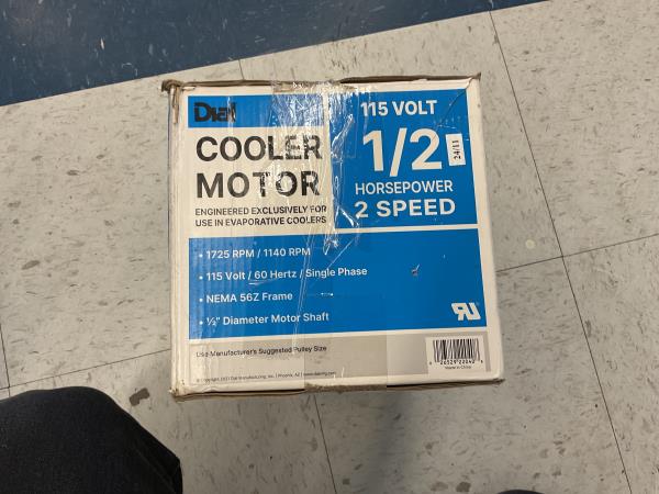 Dial Evaporative Cooler Motor - 1/2 HP, 2-Speed, 115V - Thermal Overload Protection Retail $85.00