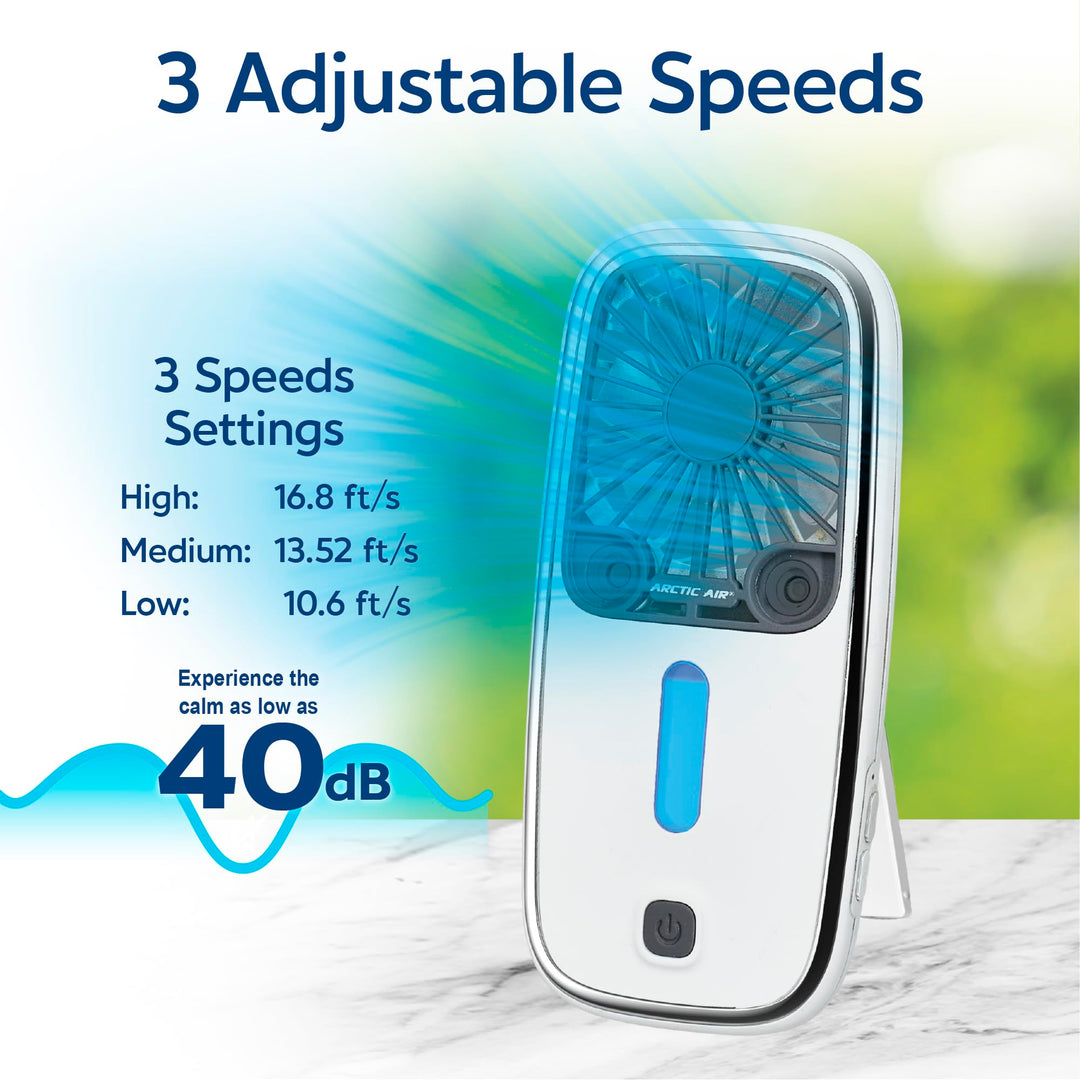 Arctic Air Pocket Small Portable Fan, Powerful, Personal Air Cooler with 3 Adjustable Speeds, 12-Hour Battery Life, Hand Fan for Indoor and Outdoor Use