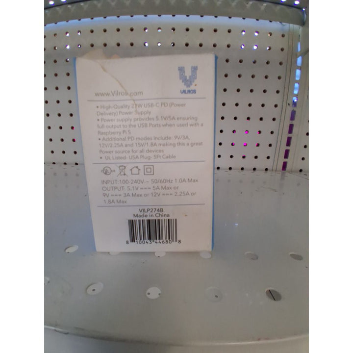 Vilros 27W -5V/5A USB-C Power Supply Compatible with Raspberry Pi 5 & Apple Devices with USB-C Charging Port (Black)