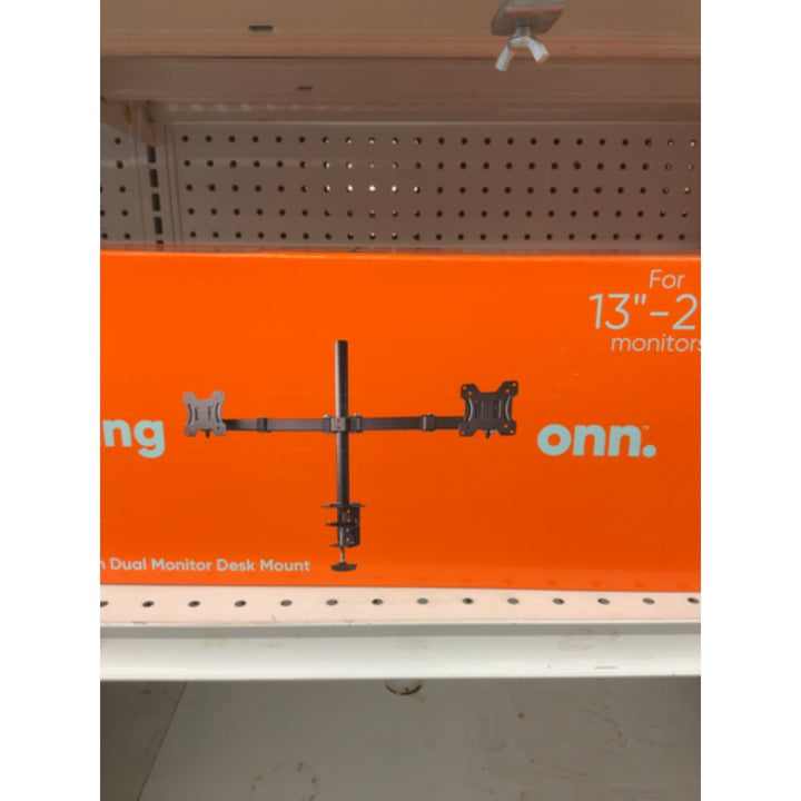 Onn. Full Motion Dual Monitor Desk Mount  Fits 2 Screens up to 27 Inches - Rotate  Tilt & Swivel  VESA