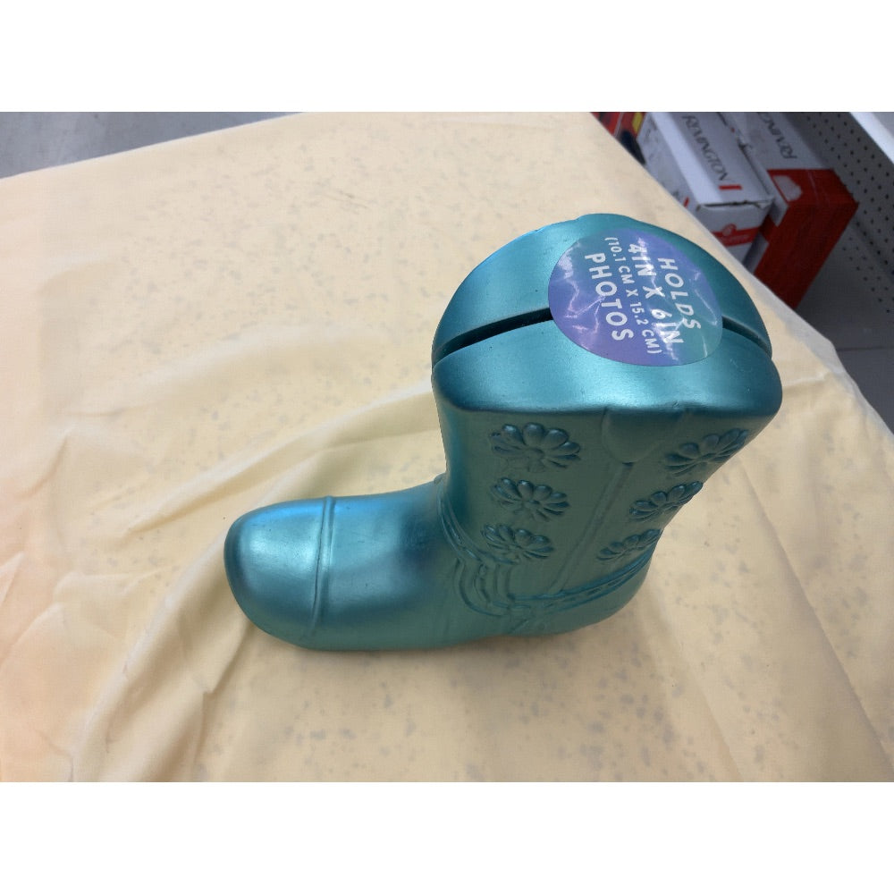 Unknown Brand Cowboy Boot Photo Holder - 4in x 6in Photos, Turquoise