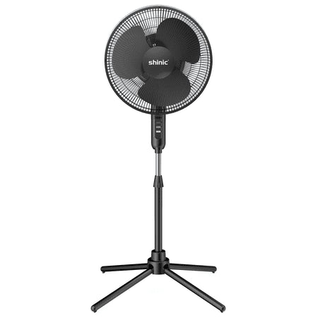 Shinic 16  3-Speed Oscillating Pedestal Fan with Folding Base  Adjustable Height and Tilt 41 - 47   Black Retail $26.38