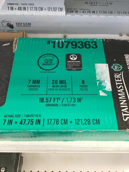 Stainmaster Waterproof Vinyl Plank Flooring, Obsidian Brown Oak, 7mm, 20mil Wear Layer, 18.57 sq ft Retail $45.00