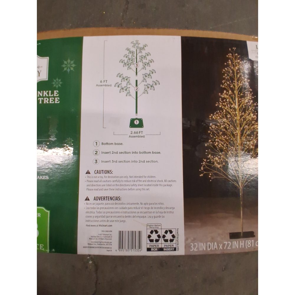 Holiday Time 6-Foot Twinkle Starburst Tree - 800 Warm White LED Lights, Includes Yard Stakes Retail $80.00