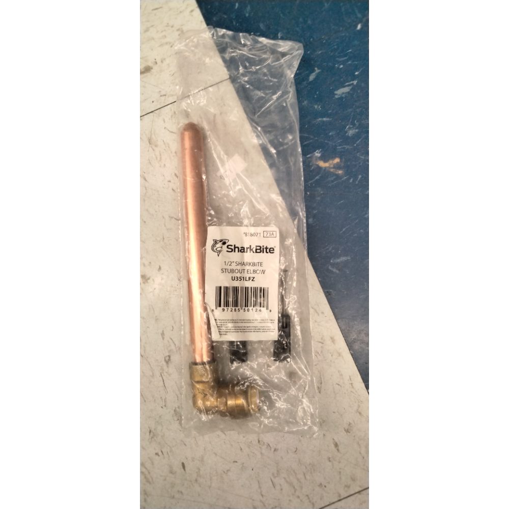 NEW 1/2 in. SB X 1/2 in. X 8 in. 90 Deg. Push Fit Stub-Out Copper Elbow