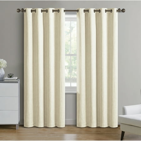Better Homes & Gardens Woven Textured Grommet Blackout Curtain Panel  1-Piece  Ivory  50  W X 95  L Retail $29.96