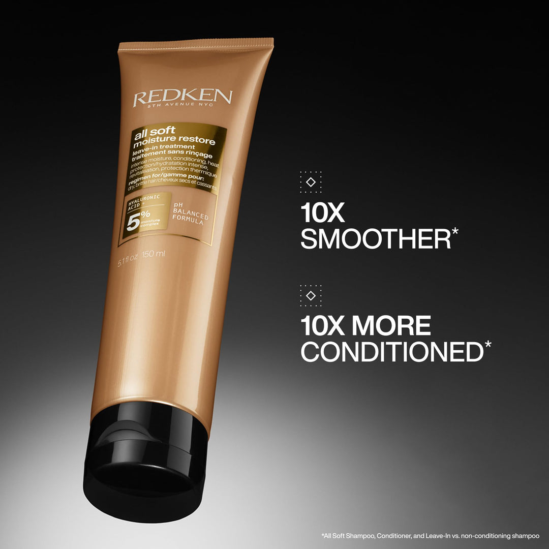 Redken All Soft Moisture Restore Leave-In Treatment | With Hyaluronic Acid and Argan Oil| Hair Treatment for Dry and Brittle Hair | Humidity and Heat Protection | Anti-Frizz | For Soft and Smooth Hair