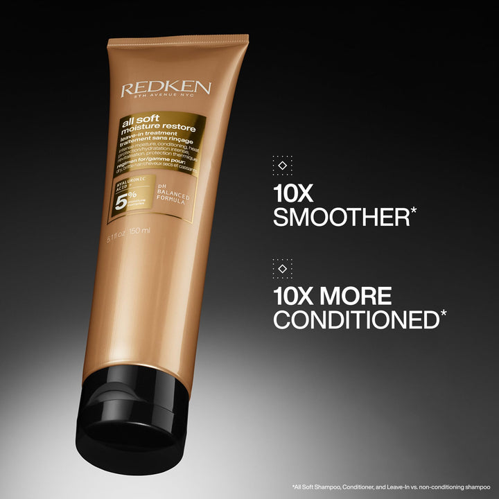 Redken All Soft Moisture Restore Leave-In Treatment | With Hyaluronic Acid and Argan Oil| Hair Treatment for Dry and Brittle Hair | Humidity and Heat Protection | Anti-Frizz | For Soft and Smooth Hair