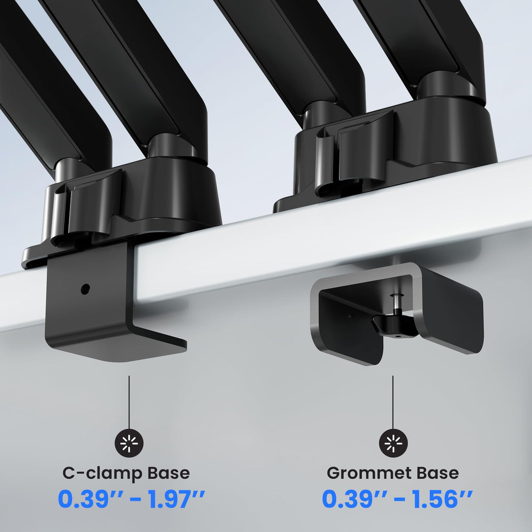 EVEO Premium Dual Monitor Mount 14"-32â€ Dual Monitor Arm VESA Bracket Adjustable Height Gas Spring Dual Monitor Stand, Screen Full Motion Dual Monitor Arm-Computer Monitor Stand for 2 Screens - Black