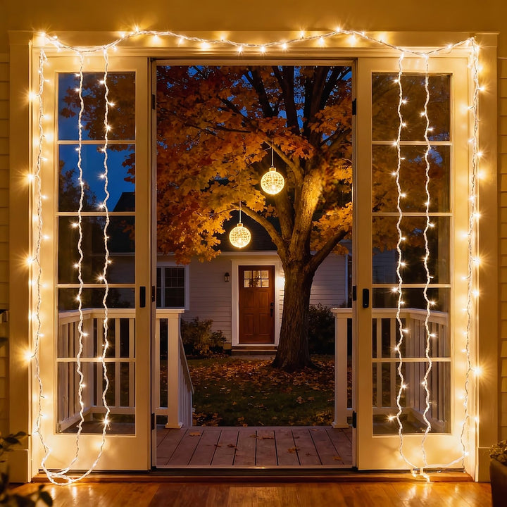 JinBest 200 Clear Bulbs White Wire Christmas Lights, Commercial Grade Decorative Lighting String Pack of 2 Sets 100 Light, for Indoor Outdoor Party, Garden, Patio.