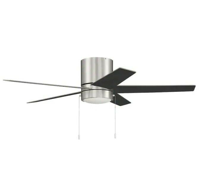 Harbor Breeze Quonta Brushed Nickel 52-in LED Indoor Flush Mount Ceiling Fan (5-Blade)
