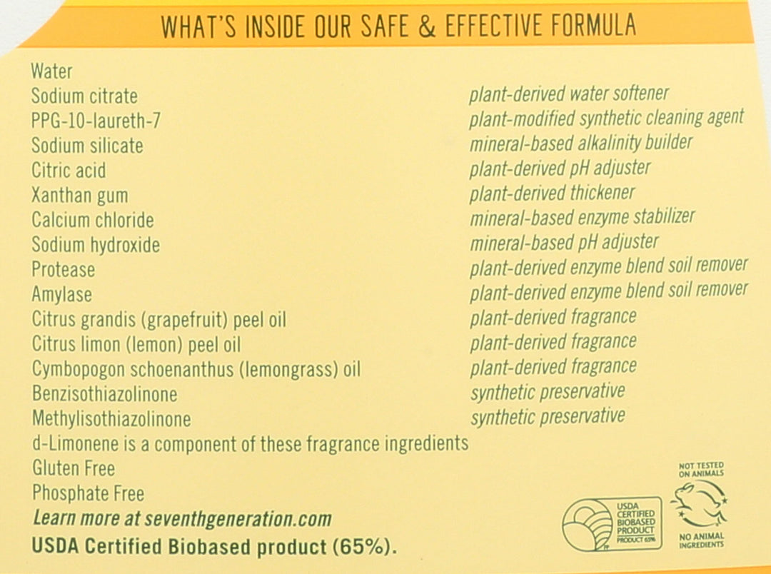 Seventh Generation Lemon Auto Dishwasher Gel, 70 OZ Retail $9.00