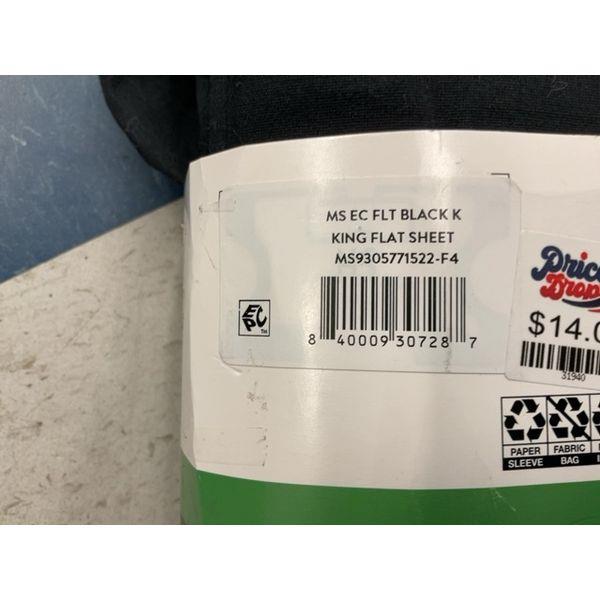 Price Drop, King Flat Sheet - Wrinkle Resistant, Shrink Resistant, Moisture Wicking, Black Retail $14.00