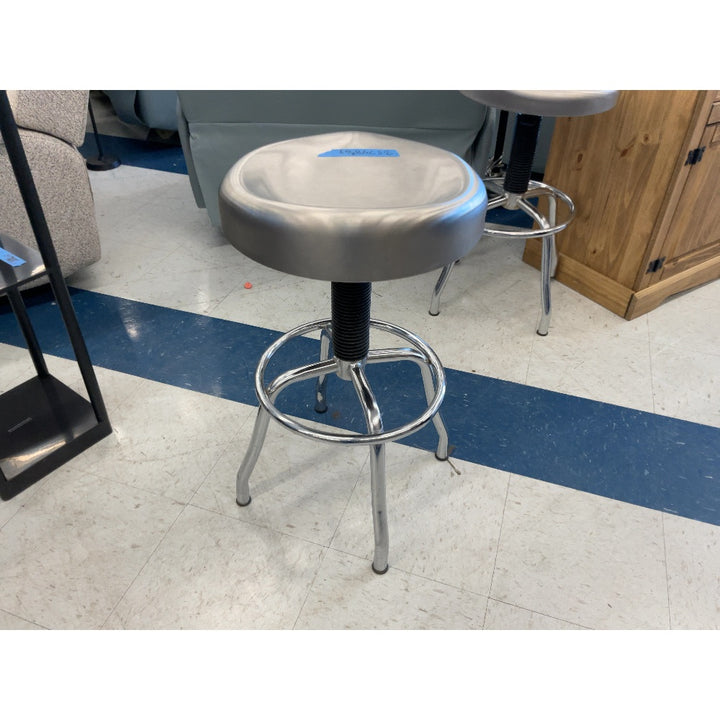 Adjustable Height Stool, Swivel Seat, Chrome Finish