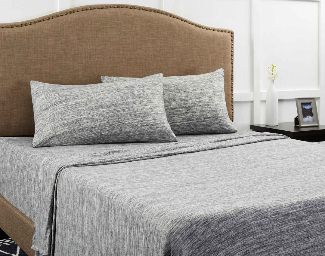 Mainstays Adult Extra Soft Jersey Bed Sheet Set  Full  Grey Spacedyed  4 Pieces