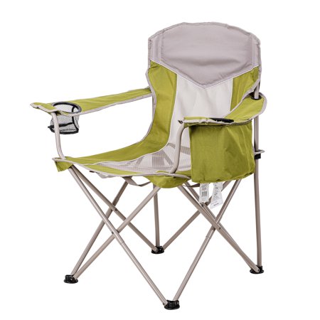 Ozark Trail Adult Oversized Mesh Camp Chair with Cooler  Green & Gray