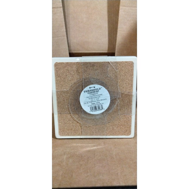 4pk Stoneware Striped Coasters Gray - Threshold™ Retail $10.00