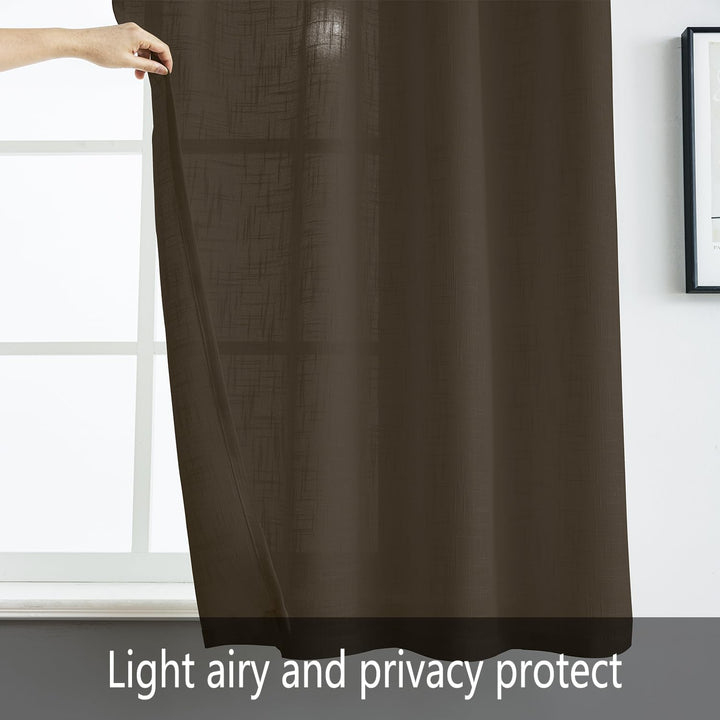 Muamar U Shaped Sheer Kitchen Curtains Set of 2 Panels,Coffee 18x30 inch Length Cafe Curtains,Small Curtains for Window,Rod Pocket Linen Curtains