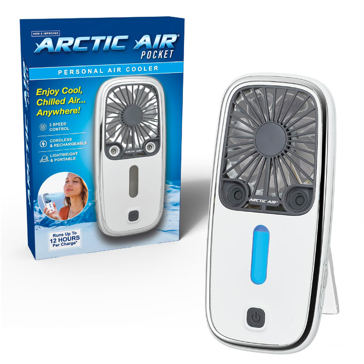 Arctic Air Pocket Small Portable Fan, Powerful, Personal Air Cooler with 3 Adjustable Speeds, 12-Hour Battery Life, Hand Fan for Indoor and Outdoor Use