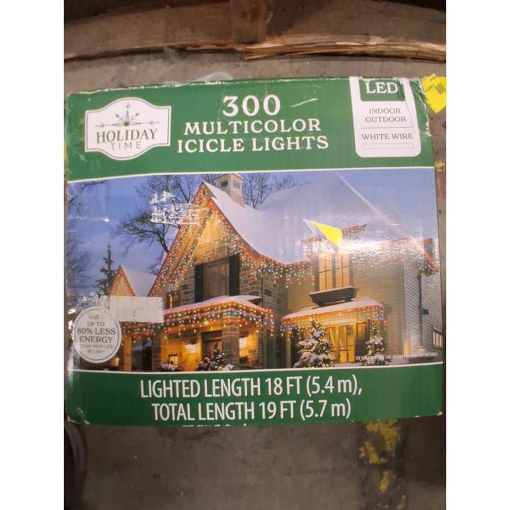 Holiday Time - 300 LED Multicolor Mini Icicle Lights White Wire 19 Ft Long TOTAL Retail $20.00