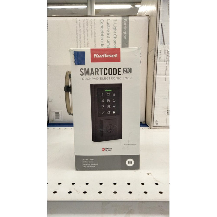 Kwikset 9270CNT-514S Contemporary SmartCode Touchpad Electronic Deadbolt SmartKey Matte Black Finish