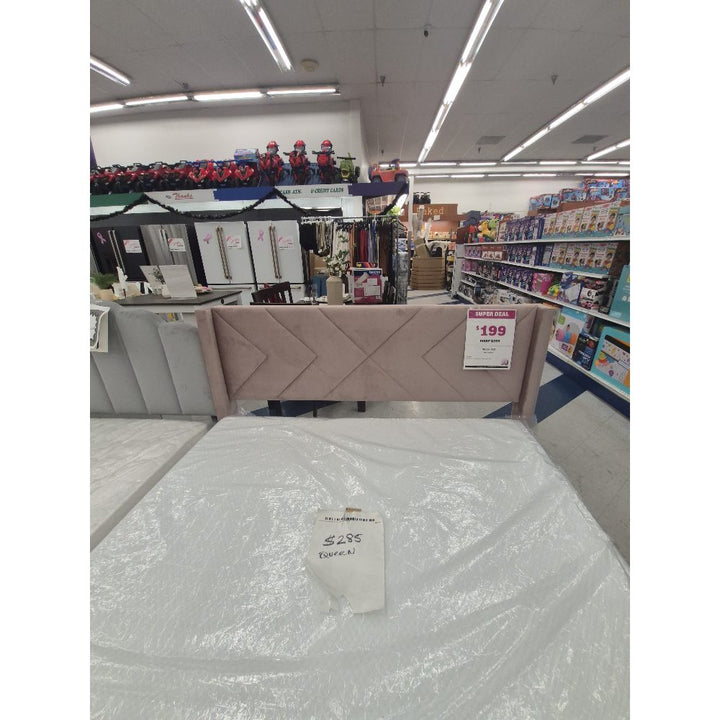 Contemporary Fabric Pink Queen Bed Frame