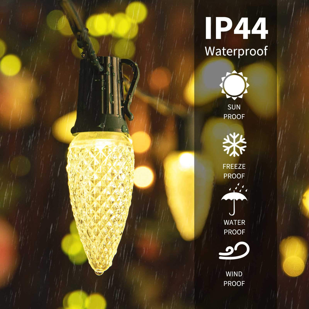 50 Pack C7 Led Replacement Christmas Light Bulb, C7 Shatterproof Led Bulbs for Christmas String Lights, E12 Candelabra Base, Commercial Grade Dimmable Holiday Bulbs, Warm White