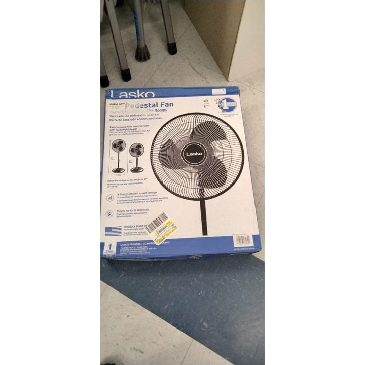 Lasko 16" Wide Area Oscillation Pedestal Fan, Black