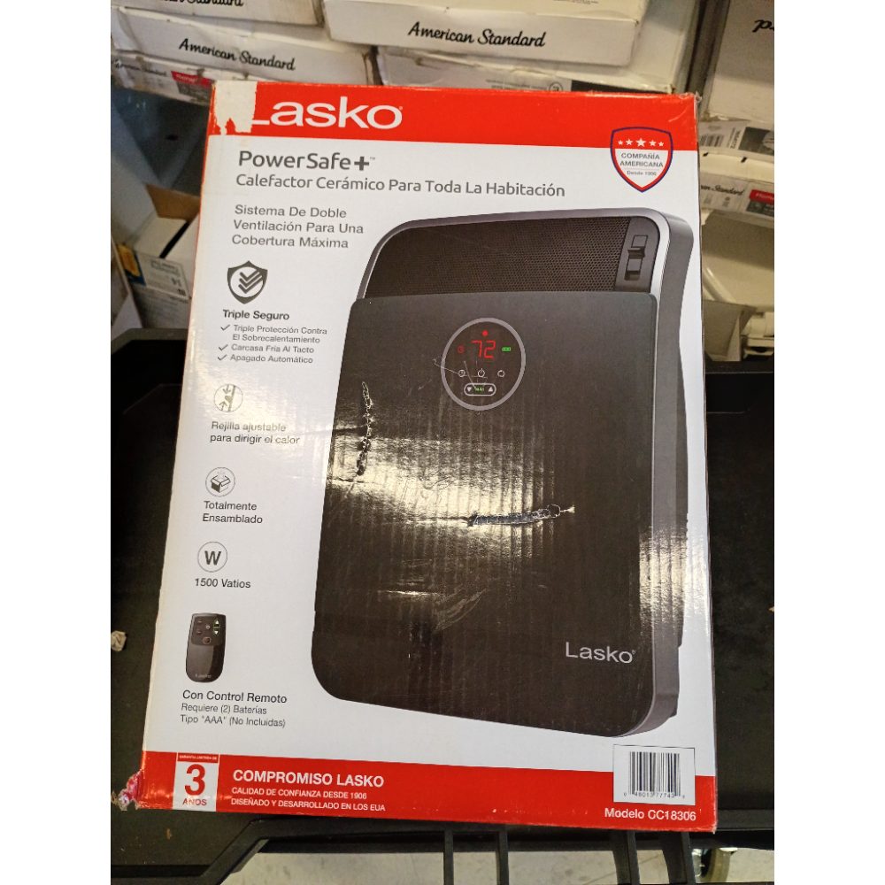 Lasko 18  1500W Whole Room Ceramic Console Space Heater with Remote  Black  CC18306  New