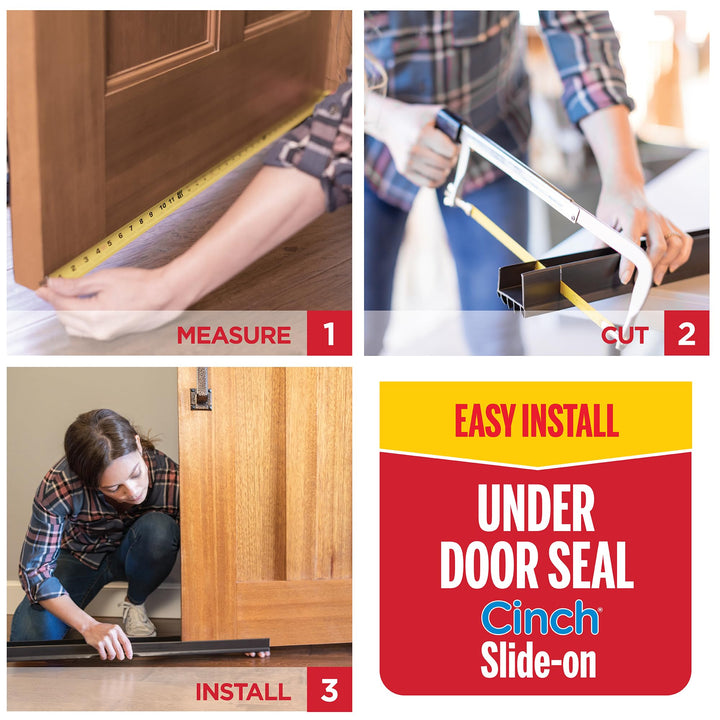 M-D Building Products 43398 32 in. White Vinyl & Rubber CinchÂ® Slide-On Interior Under Door Seal
