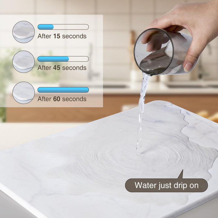 Stone Dish Drying Mats for Kitchen Counter, Ultra Absorbent, Non-Slip, Fast Dry, Heat Resistant, Eco-Friendly Diatomaceous Earth Mat, Rack Tableware Mat, Stone Dish Drying Mats(16"x12")