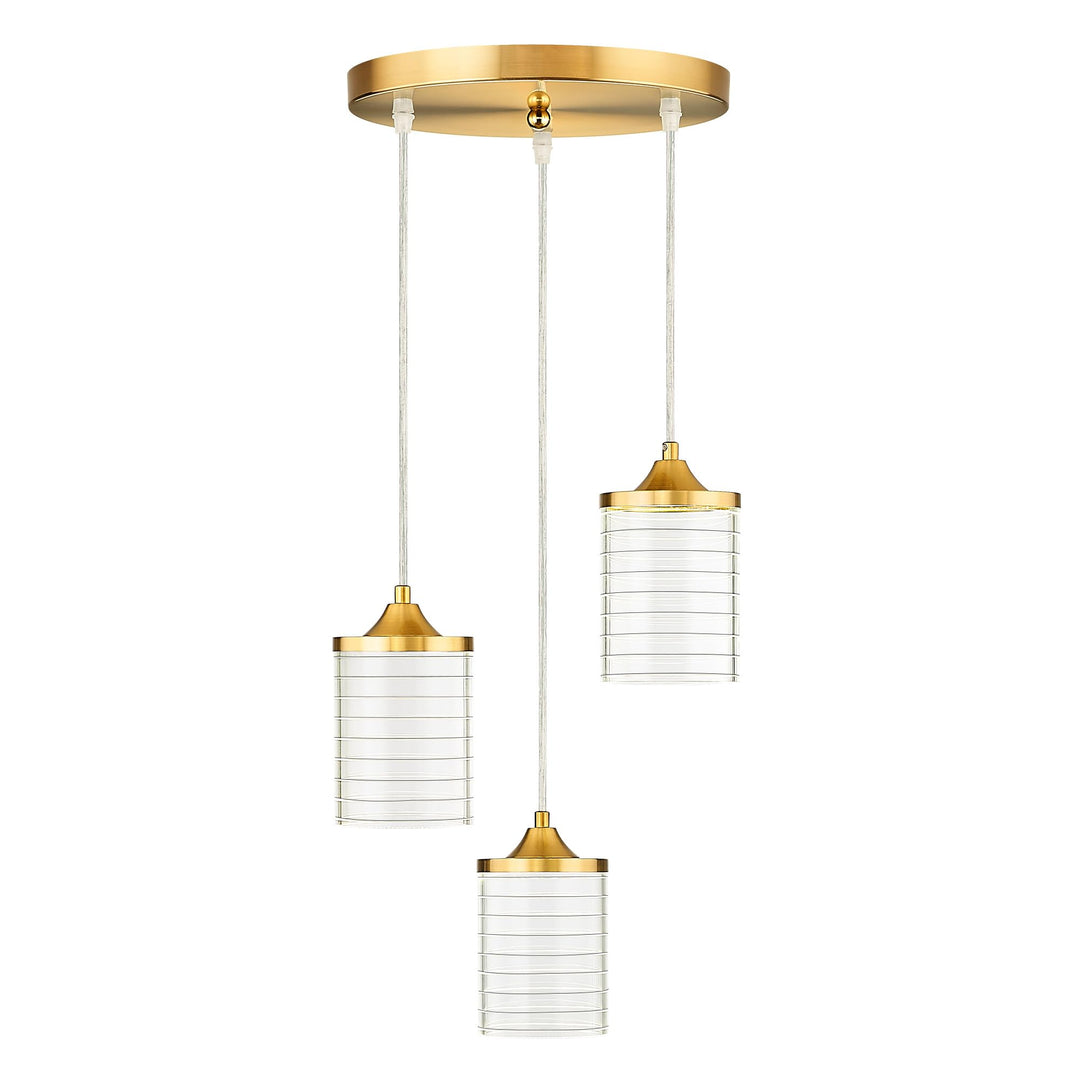 JAZAVA Gold Pendant Lights, Modern Cluster Pendant Light Fixture, 24W 3CCT 3000/4500/6000K LED Hanging Light for Kitchen Island Dining Room Bedroom Hallway Entrance Living Room, PL106BG Retail $102.00