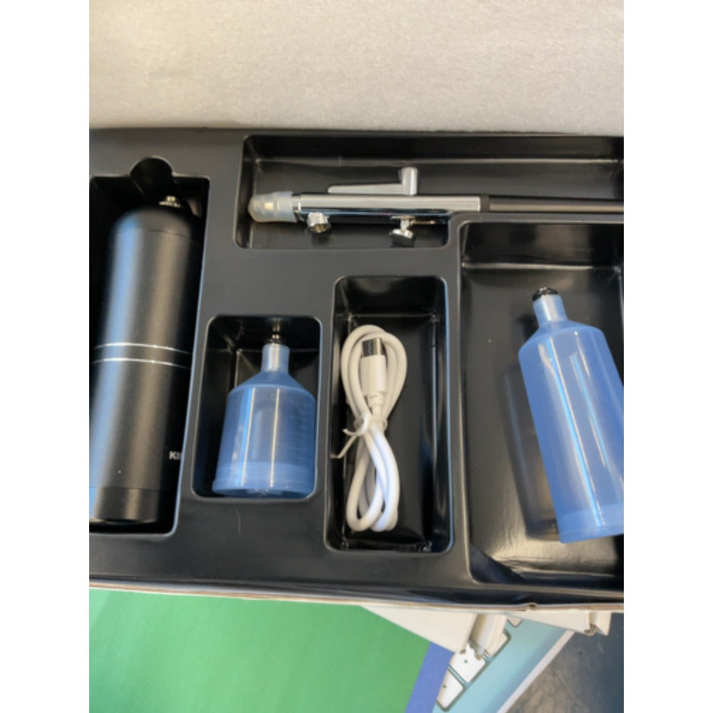 Kimchipie Cordless Airbrush Gun Kit with 30PSI Compressor Portable Handheld Mini Airbrush Kit Gravity Feed Rechargeable Airbrush for Makeup, Tattoo, Nail Art, Face Paint, Model Painting,Cake Decor