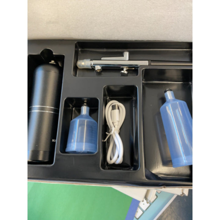 Kimchipie Cordless Airbrush Gun Kit with 30PSI Compressor Portable Handheld Mini Airbrush Kit Gravity Feed Rechargeable Airbrush for Makeup, Tattoo, Nail Art, Face Paint, Model Painting,Cake Decor