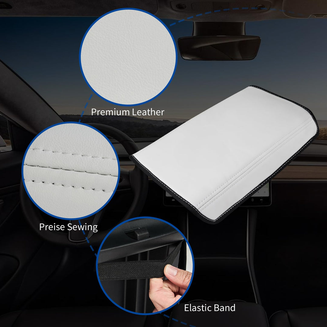 Wonarby Tesla Model 3/Y Armrest Accessories - Center Console Cover for Tesla - Car Armrest Box Cover Decoration Interior for Model 3 2017-2023 2024 2025 or Model Y 2020-2023 2024 2025 - White