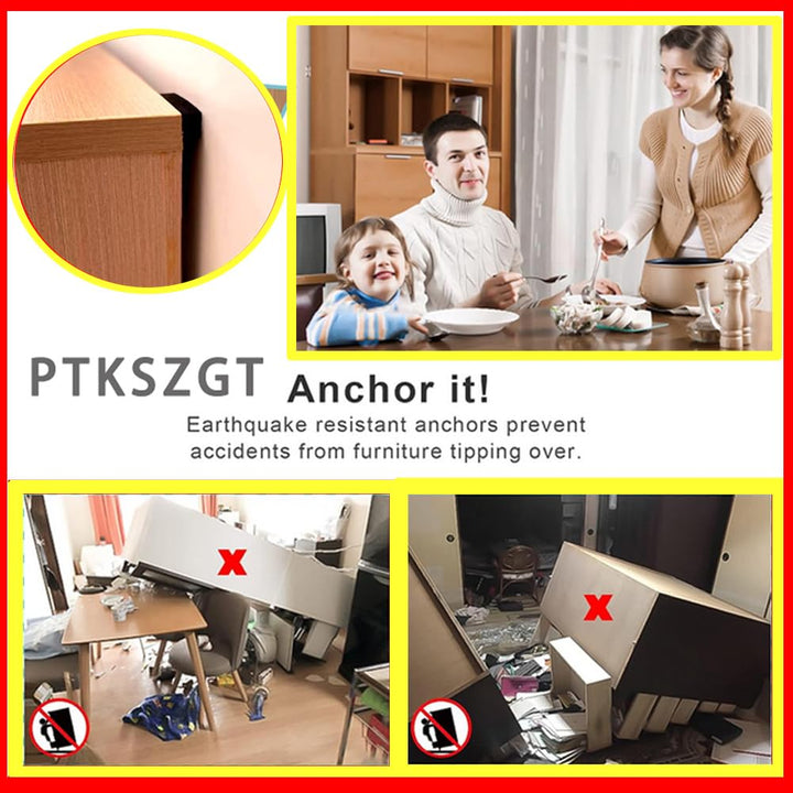 PTKSZGT Furniture Anchors for Babyproof No Drilling No-Tools-Required Self-Adhesive Aesthetically Pleasing Secure 300 Pound Prevent Dresser Cabinet Bookshelf Falling Anti Tip Earthquake