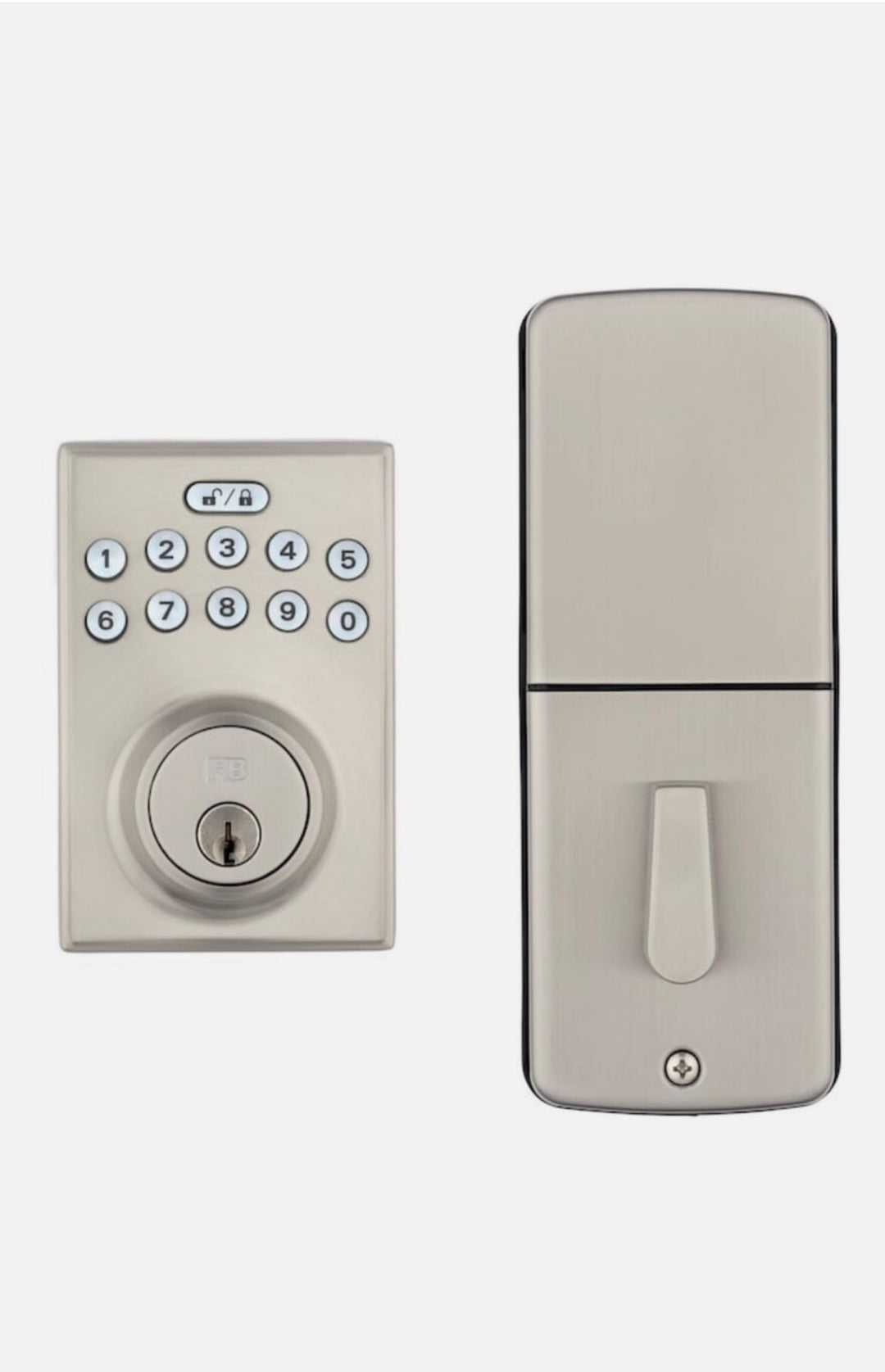 Reliablit Satin Nickel Electronic Deadbolt with Keypad & Passage Door Handle
