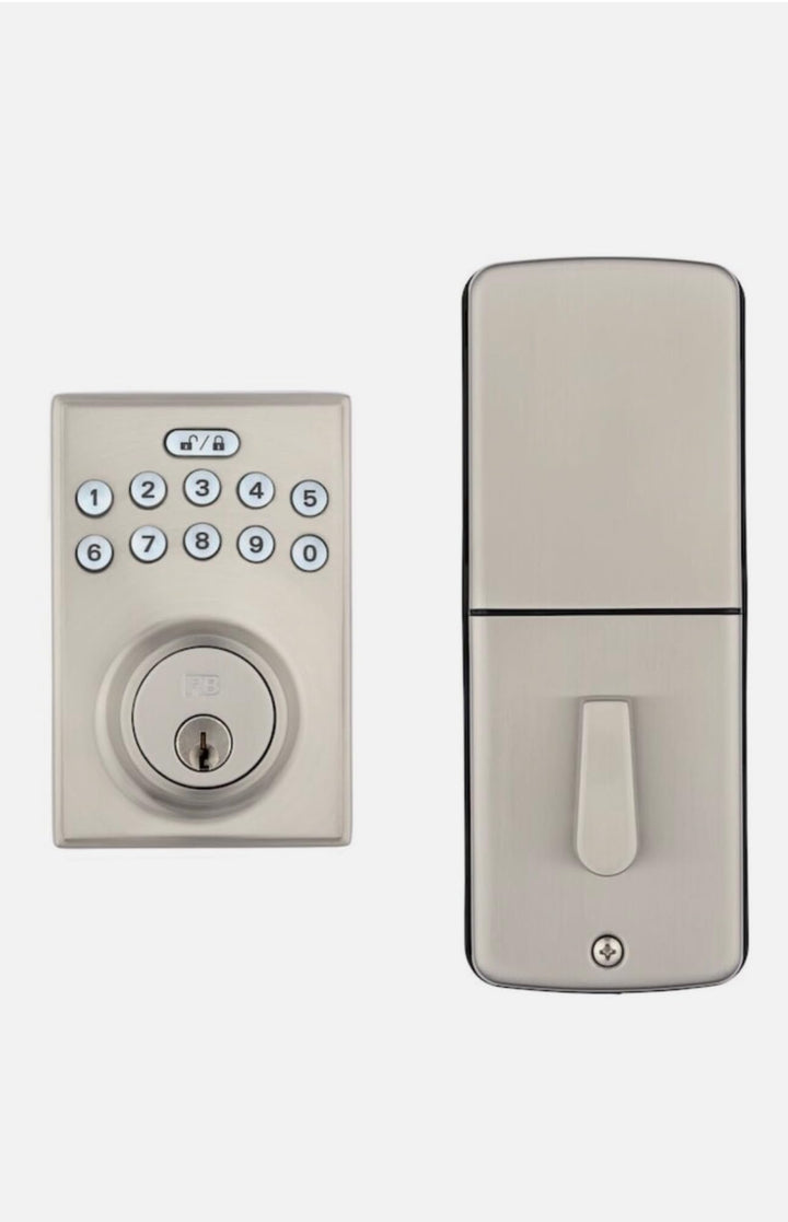 Reliablit Satin Nickel Electronic Deadbolt with Keypad & Passage Door Handle
