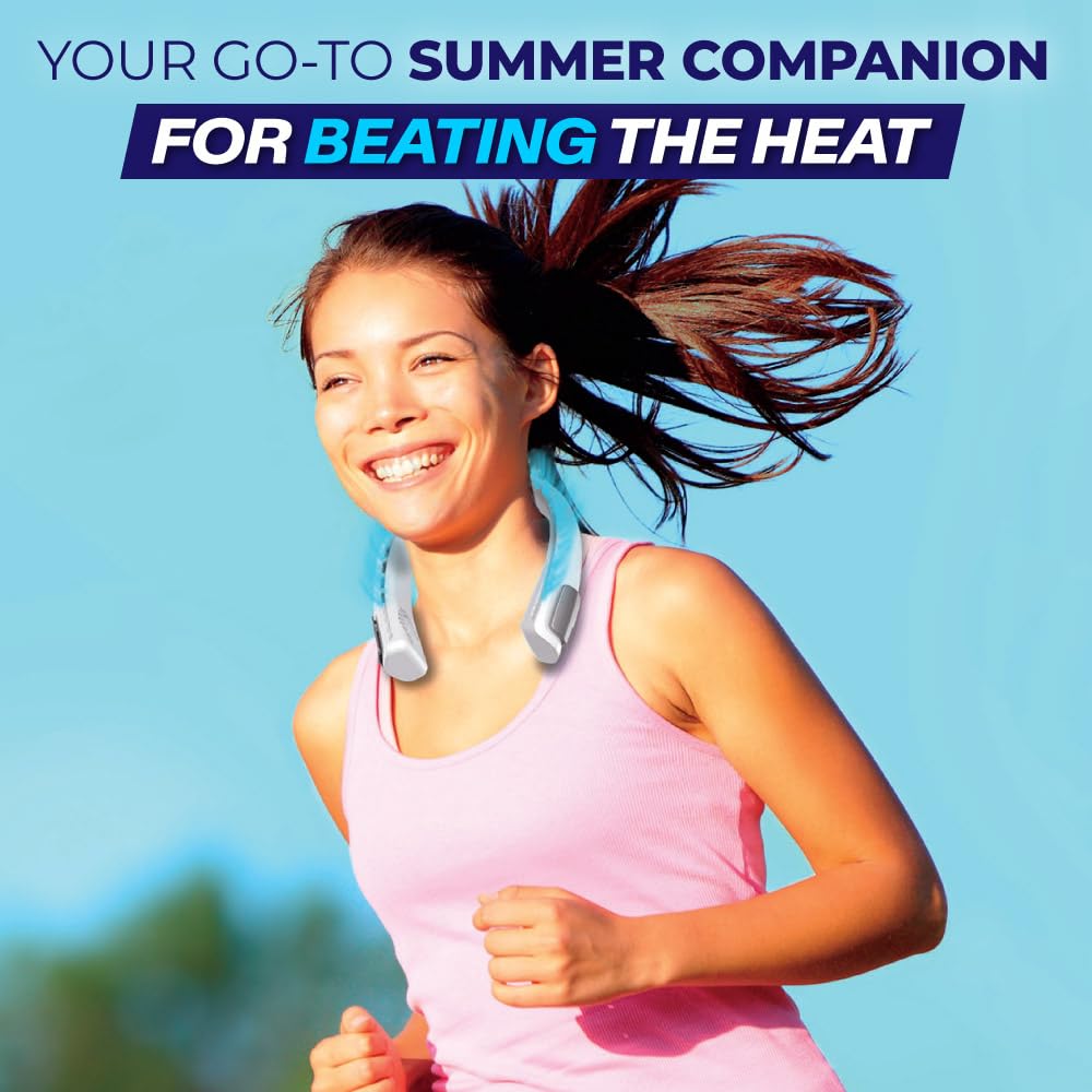 Arctic Air Freedom Touch Personal Neck Fan, 3-Speed Rechargeable Cooling Device, Long-lasting, Lightweight Portable Neck Cooler, Flexible Band & Thermo-Electric Cooling Plate for Hot Weather