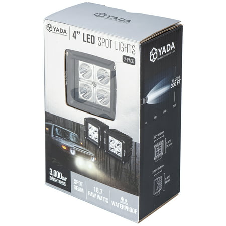 YADA 4-inch 6500K Off Road Driving LED Spot Lights 18W Waterproof  3000 Raw Lumens 2 Pack