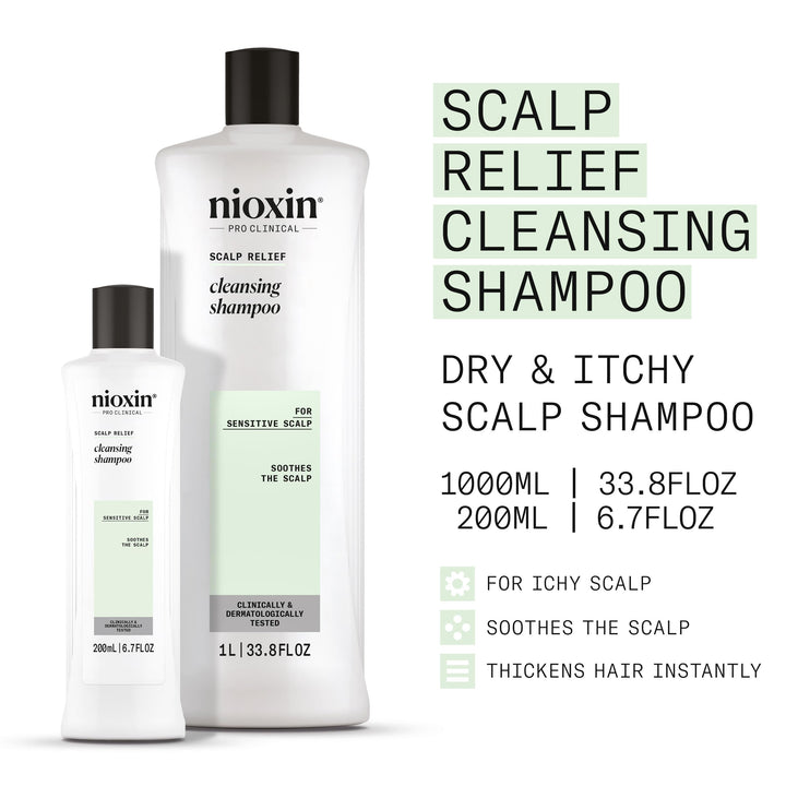 Nioxin Scalp Relief Cleansing Shampoo | For Sensitive Scalp | Made with Aloe Vera and Vitamin E | 33.8 Fl oz.