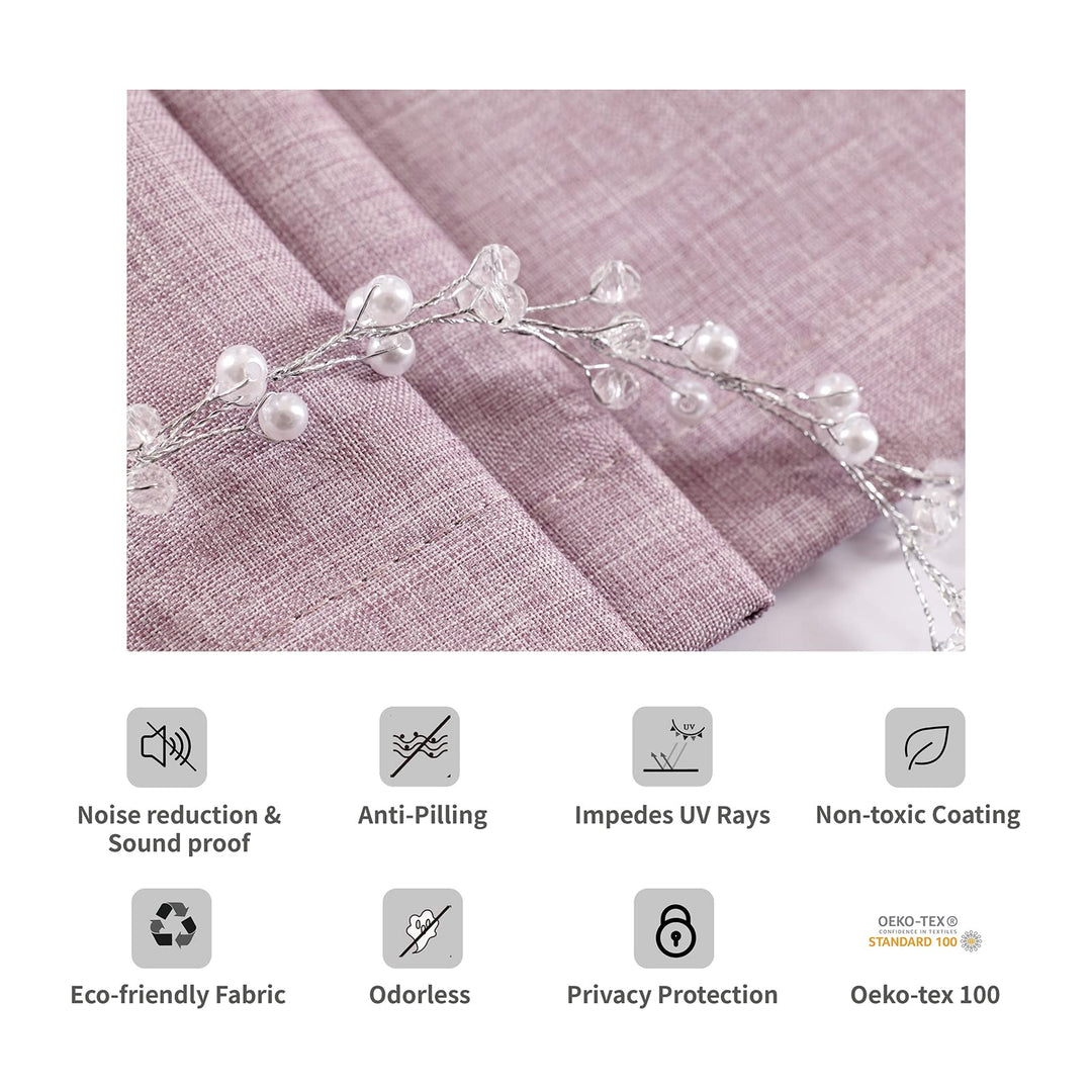 D E CURTAIN 100% Blackout Curtains for Bedroom, Full Room Darkening Curtains 96 inches for Quality Sleep Long 2 Panels(52 x 96 Inch,Light Purple Drapes)