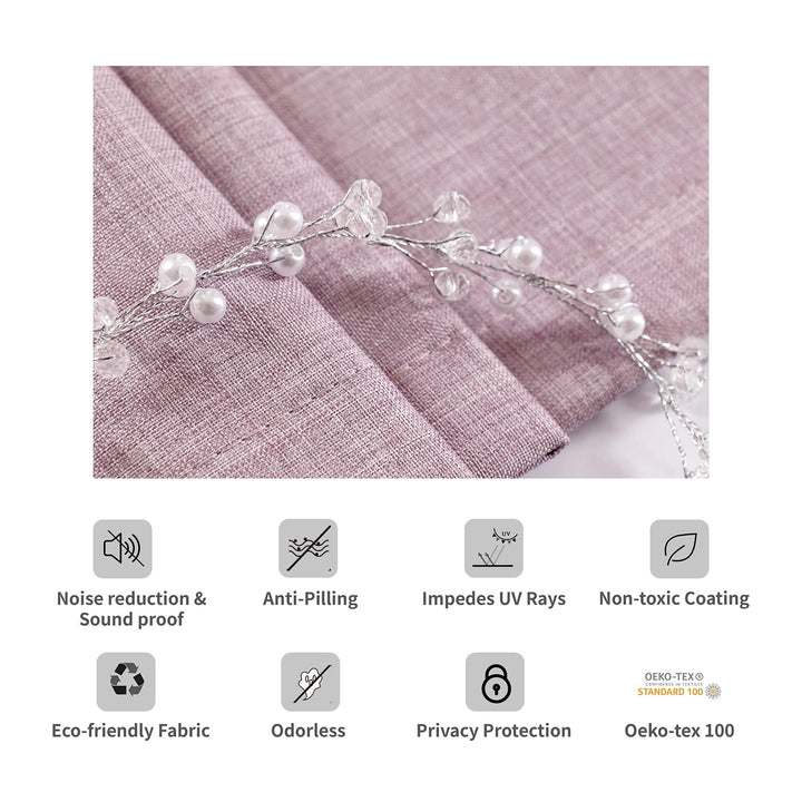 D E CURTAIN 100% Blackout Curtains for Bedroom, Full Room Darkening Curtains 96 inches for Quality Sleep Long 2 Panels(52 x 96 Inch,Light Purple Drapes)