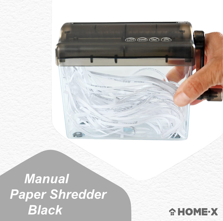 HOME-X Hand Crank Paper Document Shredder, Office and Teaching Supplies, Manual Shredder Documents Paper Cutting Tool Home Office Desktop Stationery-Black